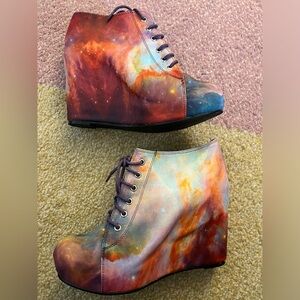 Jeffrey Campbell x Black Milk Galaxy Wedge Booties y2k 2000s